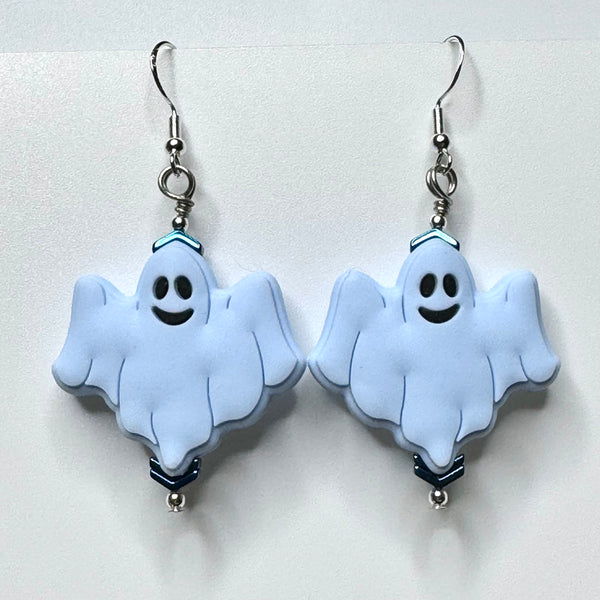 Amy Foxy Style Handmade Earrings - Light Blue Silicone Ghosts