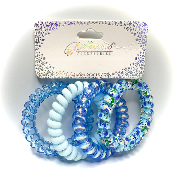 Love and Repeat - Spiral Telephone Cord Hair Ties - Mixed Blue