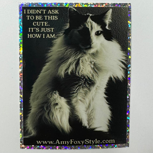 Amy Foxy Style “I Didn’t Ask to be This Cute” Elliott Cat Glitter Vinyl Sticker