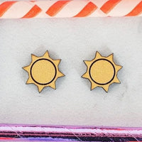 Stellar Gifts Yellow Wood Sun Stud Earrings
