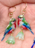 Mio Queena - Resin Bird Flower Dangle Earrings: Multi Color