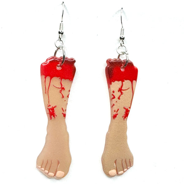 Amy Foxy Style Handmade Earrings - Horror Severed Feet Charms