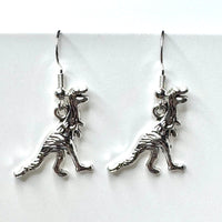 Amy Foxy Style Handmade Earrings - Silver Alloy Dinosaur Charms: T-Rex