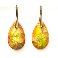 Mio Queena - Drop-shaped Colored Emperor Stone Earrings: Gold