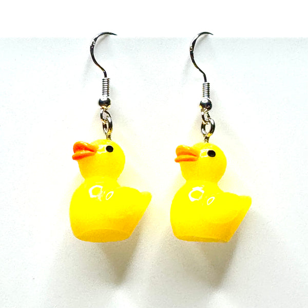Amy Foxy Style Handmade Earrings - 3D Yellow Duck Charms