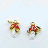 Mio Queena - Enamel Cute Mushroom Huggie Hoop Earrings