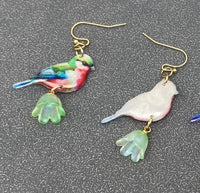 Mio Queena - Resin Bird Flower Dangle Earrings: Multi Color