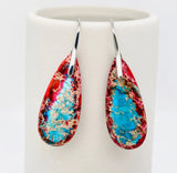 Mio Queena - Colorful Drop-Shaped Pink and Blue Agate Bohemian Earrings