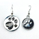 Amy Foxy Style Handmade Earrings - Asymmetrical Glitter Cat Dog Paw Medallions: Galaxy Black