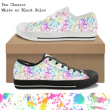 White Background Paint Splatter CANVAS LOW TOP SHOES **REQUEST A PREORDER INVOICE**