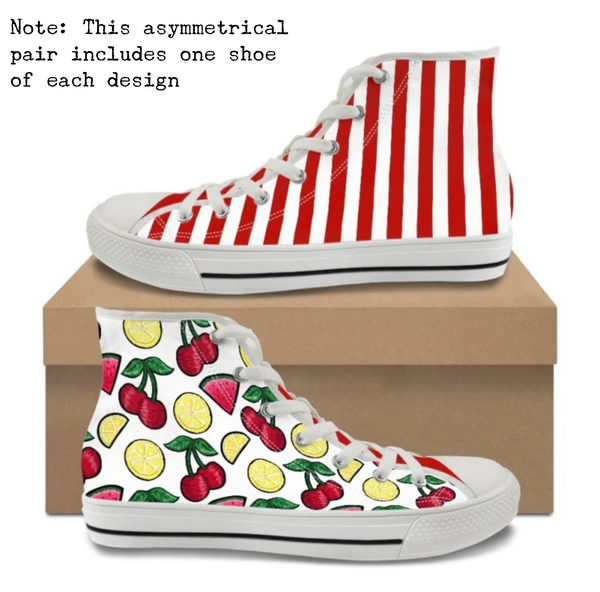 Fruity Stripes CANVAS HIGH TOP SHOES **REQUEST A PREORDER INVOICE**