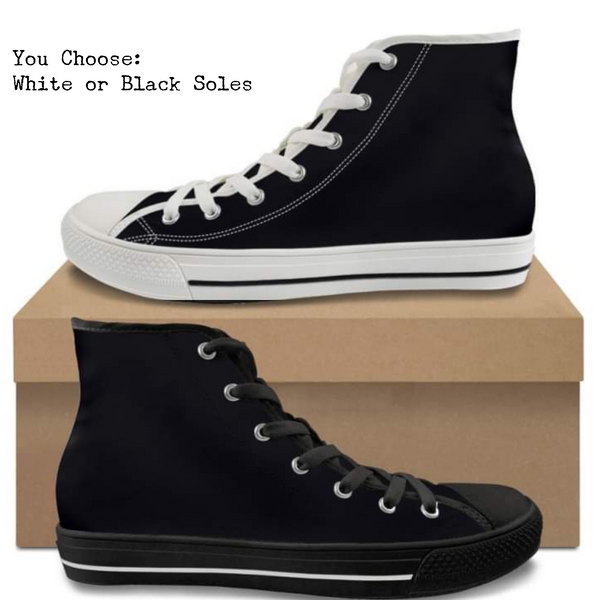 Solid Black CANVAS HIGH TOP SHOES **REQUEST A PREORDER INVOICE**