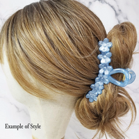 Funteze Pearl Flowers Hair Claw Clip - BLUE