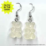 Amy Foxy Style Handmade Earrings - Glow-in-the-Dark Gummy Bears: Clear