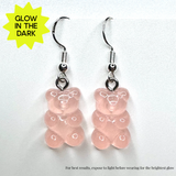 Amy Foxy Style Handmade Earrings - Glow-in-the-Dark Gummy Bears: Baby Pink