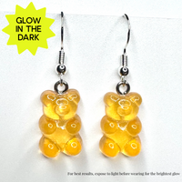 Amy Foxy Style Handmade Earrings - Glow-in-the-Dark Gummy Bears: Peach