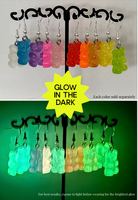 Amy Foxy Style Handmade Earrings - Glow-in-the-Dark Gummy Bears: Flame Red