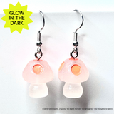 Amy Foxy Style Handmade Earrings - Glow-in-the-Dark Mushrooms: Orange Spots