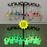 Amy Foxy Style Handmade Earrings - Glow-in-the-Dark Mushrooms: Red Spots