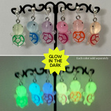 Amy Foxy Style Handmade POST Earrings - Glow-in-the-Dark Turtles: Purple