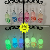 Amy Foxy Style Handmade Earrings - Glow-in-the-Dark Turtles: Blue