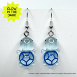 Amy Foxy Style Handmade Earrings - Glow-in-the-Dark Turtles: Blue