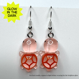 Amy Foxy Style Handmade Earrings - Glow-in-the-Dark Turtles: Orange