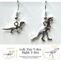 Amy Foxy Style Handmade Earrings - Silver Alloy Dinosaur Charms: T-Rex