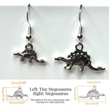 Amy Foxy Style Handmade Earrings - Silver Alloy Dinosaur Charms: Stegosaurus