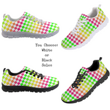 Neon Checkerboard Kitty Kicks™️ CLASSIC WALKING SHOES **REQUEST A PREORDER INVOICE** ($5 deposit will be applied to your full invoice)