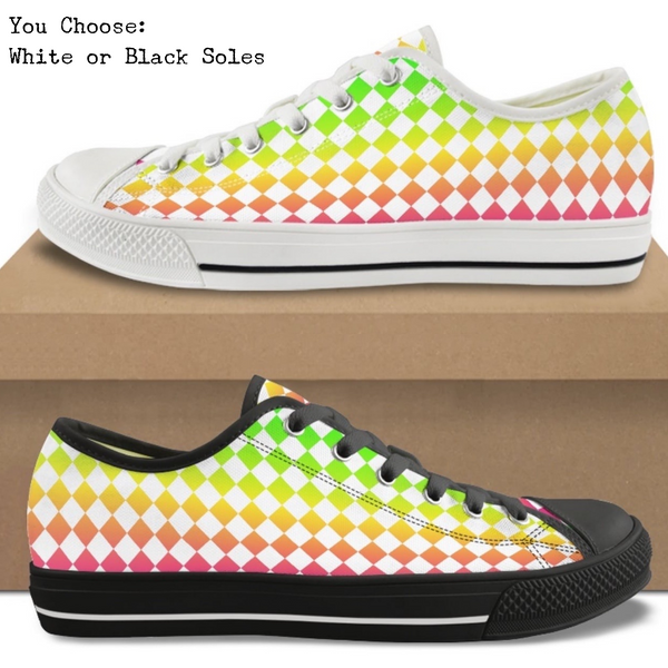 Neon Checkerboard Kitty Kicks™️ CANVAS LOW TOP SHOES **REQUEST A PREORDER INVOICE** ($5 deposit will be applied to your full invoice)