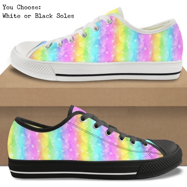 Rainbow Sparkle Hearts Kitty Kicks™️ CANVAS LOW TOP SHOES **REQUEST A PREORDER INVOICE** ($5 deposit will be applied to your full invoice)