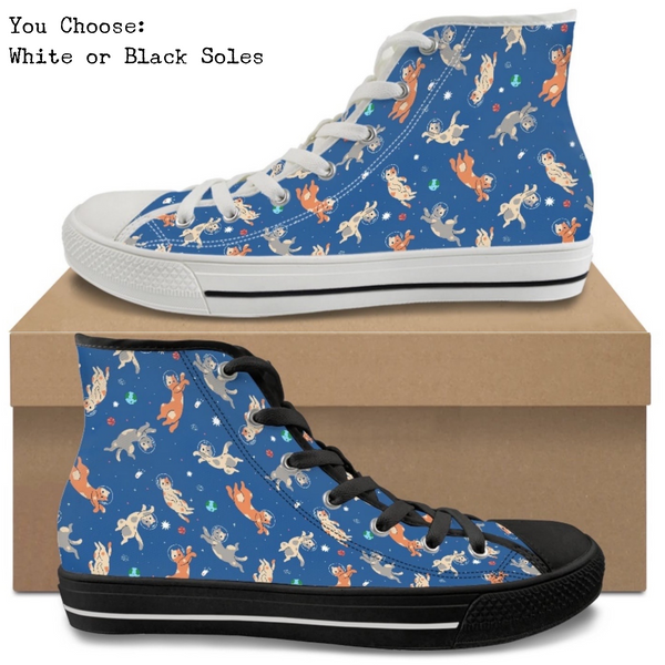 Space Cats Kitty Kicks™️ CANVAS HIGH TOP SHOES **REQUEST A PREORDER INVOICE** ($5 deposit will be applied to your full invoice)