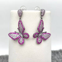 Mio Queena - Sparkling Cubic Zirconia Butterfly Dangle Earrings