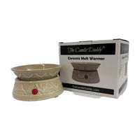 The Candle Daddy - Electric Ceramic Wax Warmer - Cream & White Engraved Design