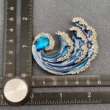 Mio Queena - Rhinestone Enamel Blue Wave Brooch