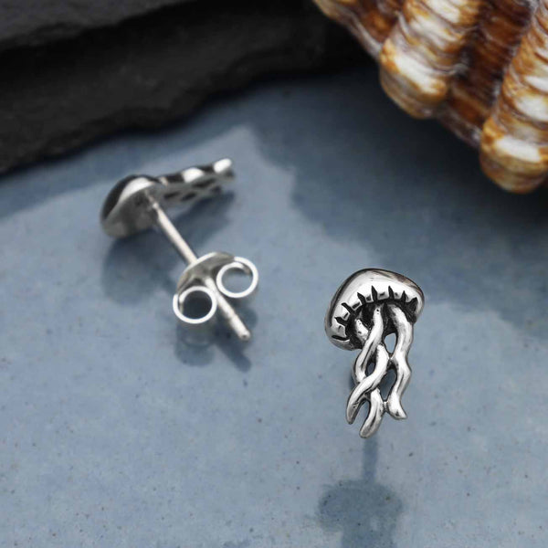 Nina Designs - Tiny Sterling Silver Jellyfish Post Earrings