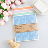 Alla Dickson Art - Pastel Floral Set of 4 Swedish Dishcloths