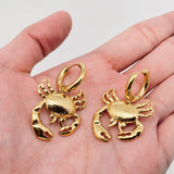 Mio Queena - Crab 18k Gold-Plated Stainless Steel Huggie Earrings