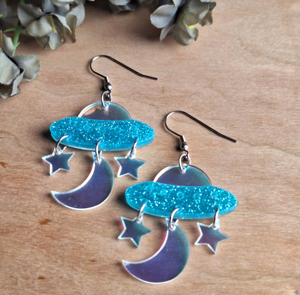Jedi Woods - Iridescent Space Ship Earrings
