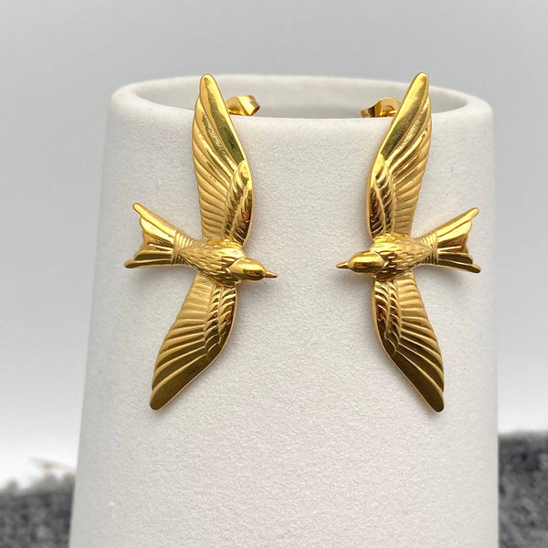 Mio Queena - 18K Gold-Plated Flying Bird Stud Earrings