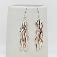 Mio Queena - Silver Leaf Fringe Dangle Earrings