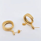 Mio Queena - Coiled Snake 18K Gold Plated Stainless Steel Stud Earrings