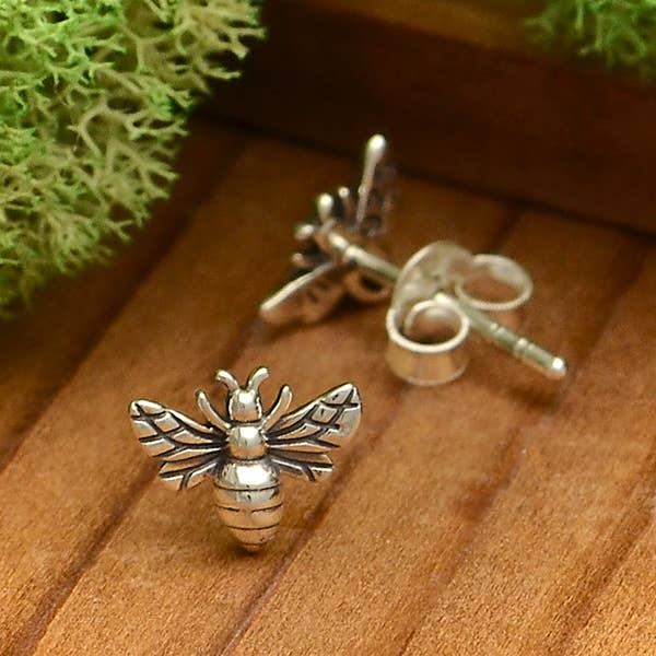 Nina Designs - Tiny Sterling Silver Bee Post Earrings