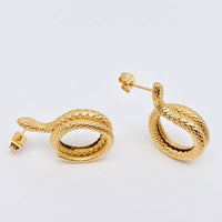 Mio Queena - Coiled Snake 18K Gold Plated Stainless Steel Stud Earrings