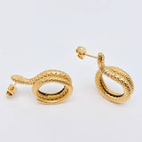 Mio Queena - Coiled Snake 18K Gold Plated Stainless Steel Stud Earrings