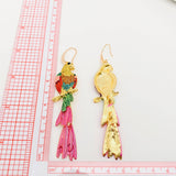 Mio Queena - Parrot Enamel Rhinestone Earrings