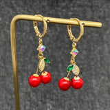 Mio Queena - Red Cherry 18K Gold-Plated Huggie Earrings