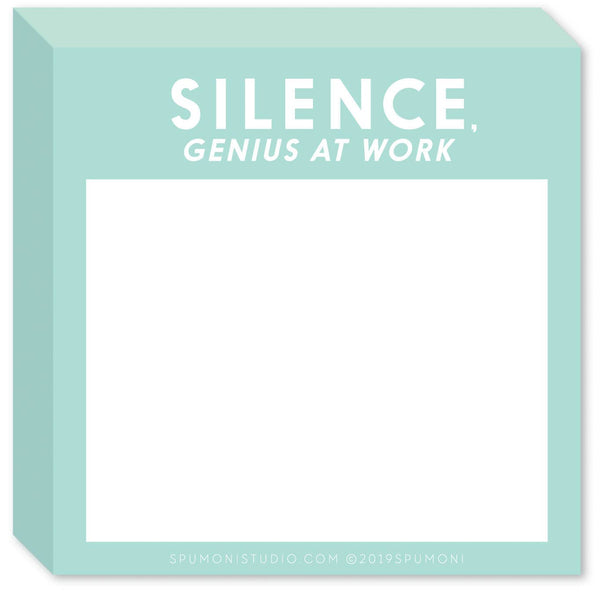 Gibbs Smith - “Silence. Genius at Work” Memo Sticky Pad by Spumoni