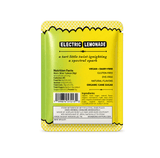Yellow package of Electric Lemonade with text and nutrition facts on a white background
